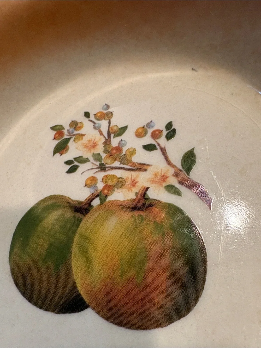 Rare Vintage Green Apple Nantucket Ceramic Oven Safe Bowl